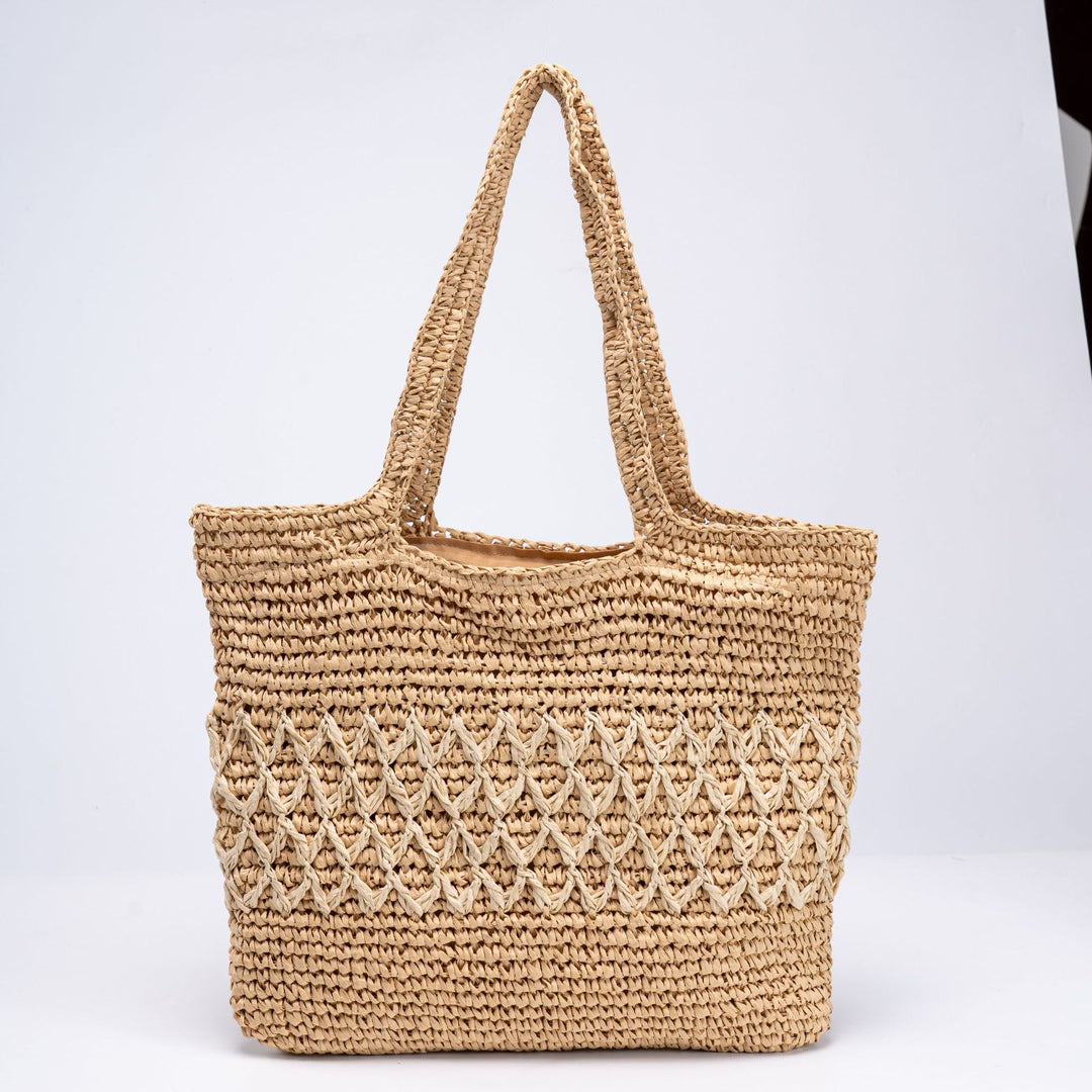 Handmade straw tote bag with decorative pattern Bowlift