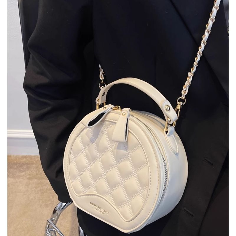 Quilted Round Crossbody Bag Bowlift