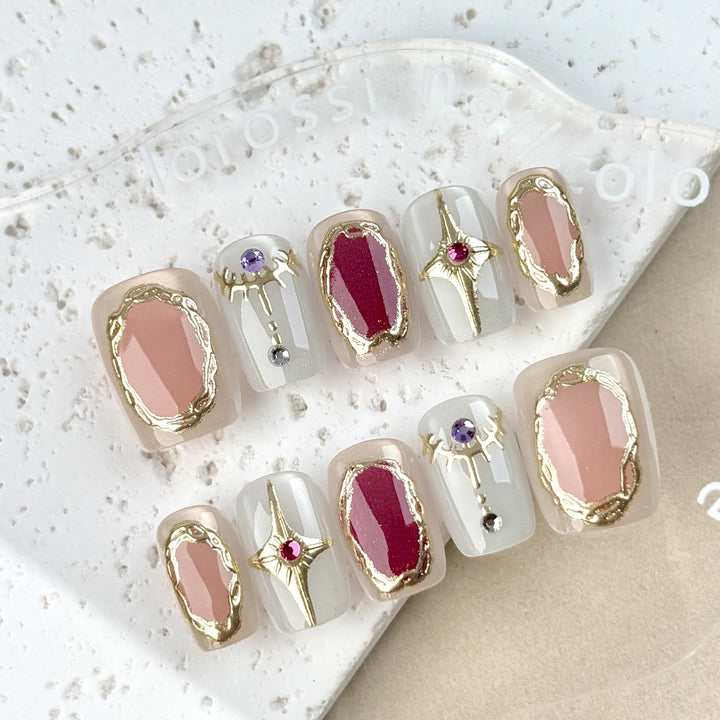 Glamorous Rhinestone-Embellished Press-On Nail Set
