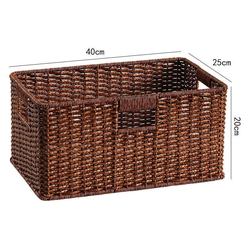 Large Woven Storage Bin with Ergonomic Cutout Handles Bowlift