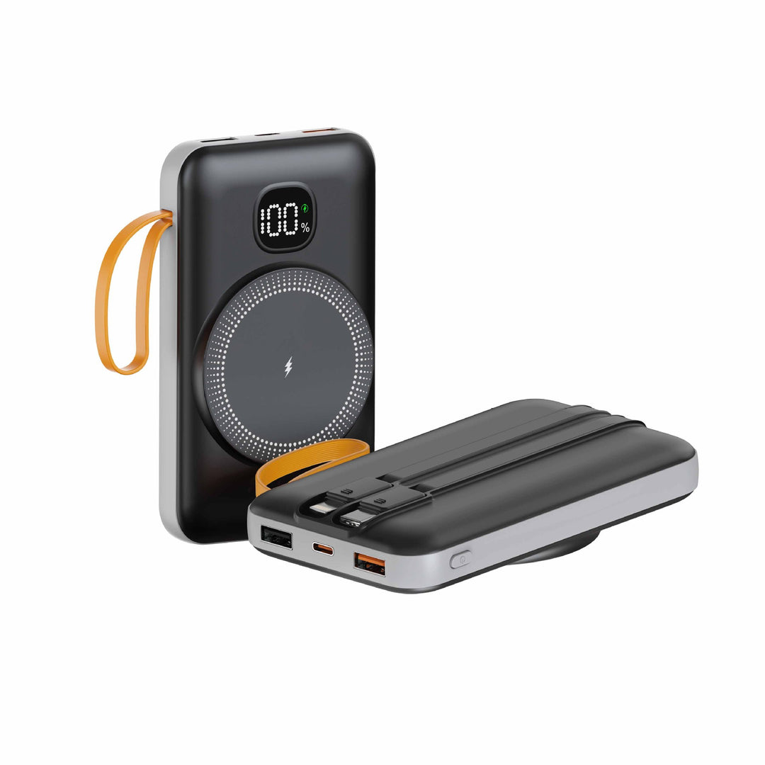 Portable power bank with integrated inductive fast charging function and LED charging status indicator Bowlift