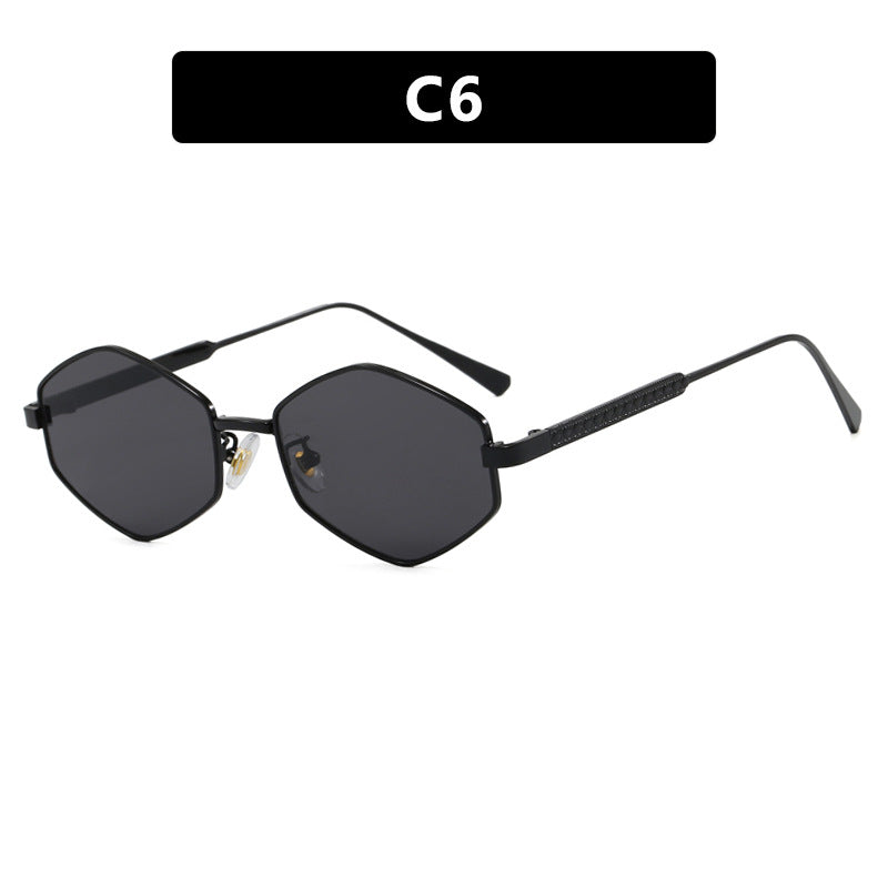 Women's hexagonal sunglasses with elegant metal accents and UV protection Bowlift