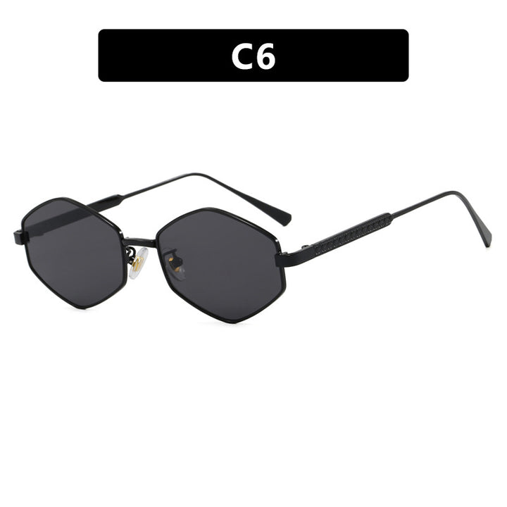 Women's hexagonal sunglasses with elegant metal accents and UV protection Bowlift