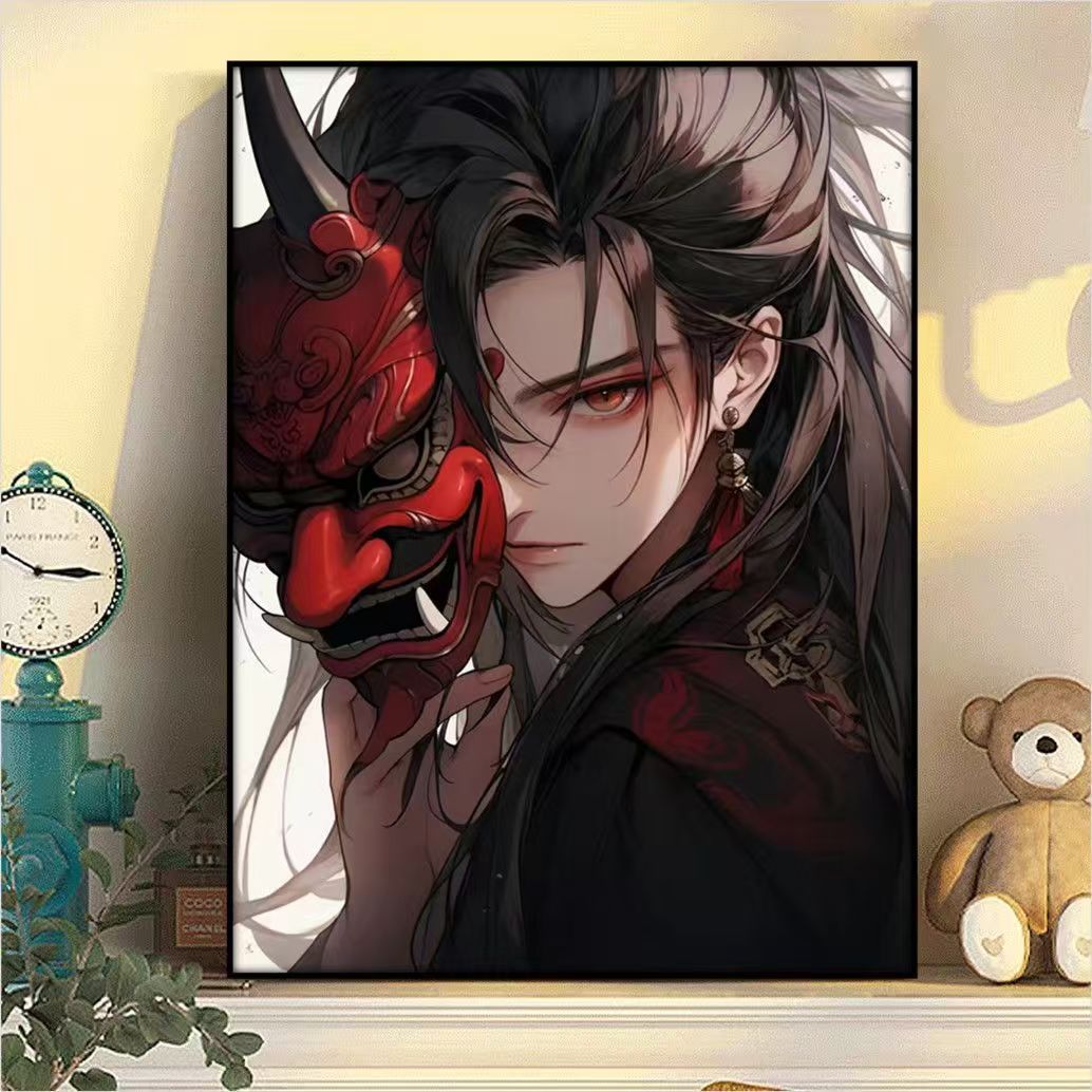 Dramatic Fantasy Mask Illustration Canvas Art Bowlift