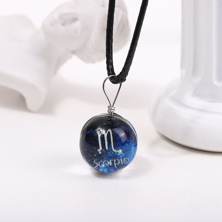 Zodiac Glass Dome Pendant Necklace on Braided Cord Bowlift