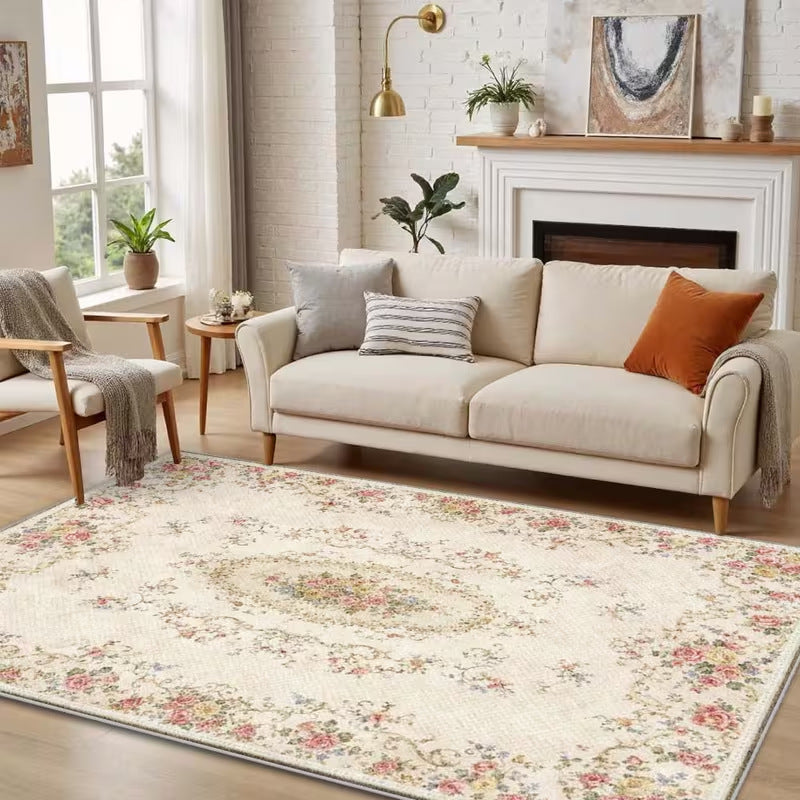 Vintage Floral Pattern Area Rug Bowlift