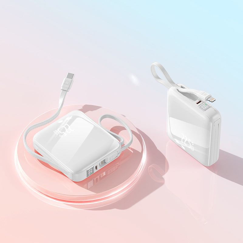 Portable power bank with integrated charging cable and digital display Bowlift