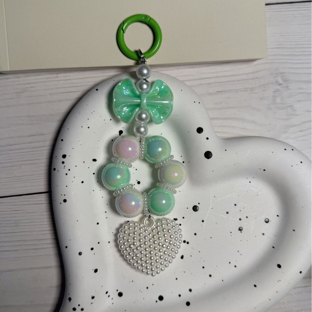 Decorative Bow and Bead Charm Keychain Bowlift