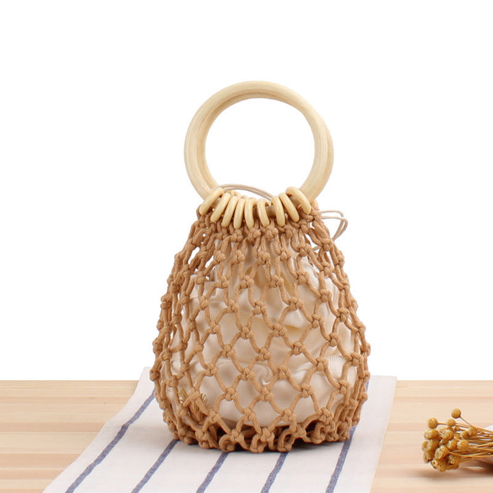 Elegant mesh handbag with wooden handles Bowlift