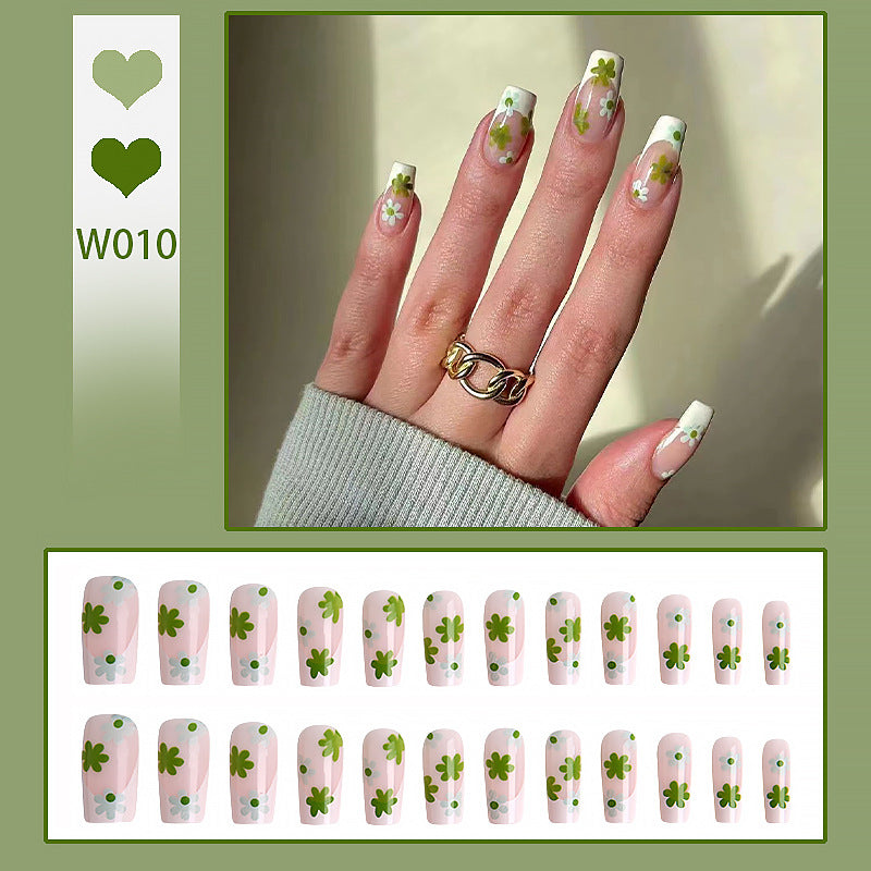 Artful Nail Tips with Floral Pattern Bowlift