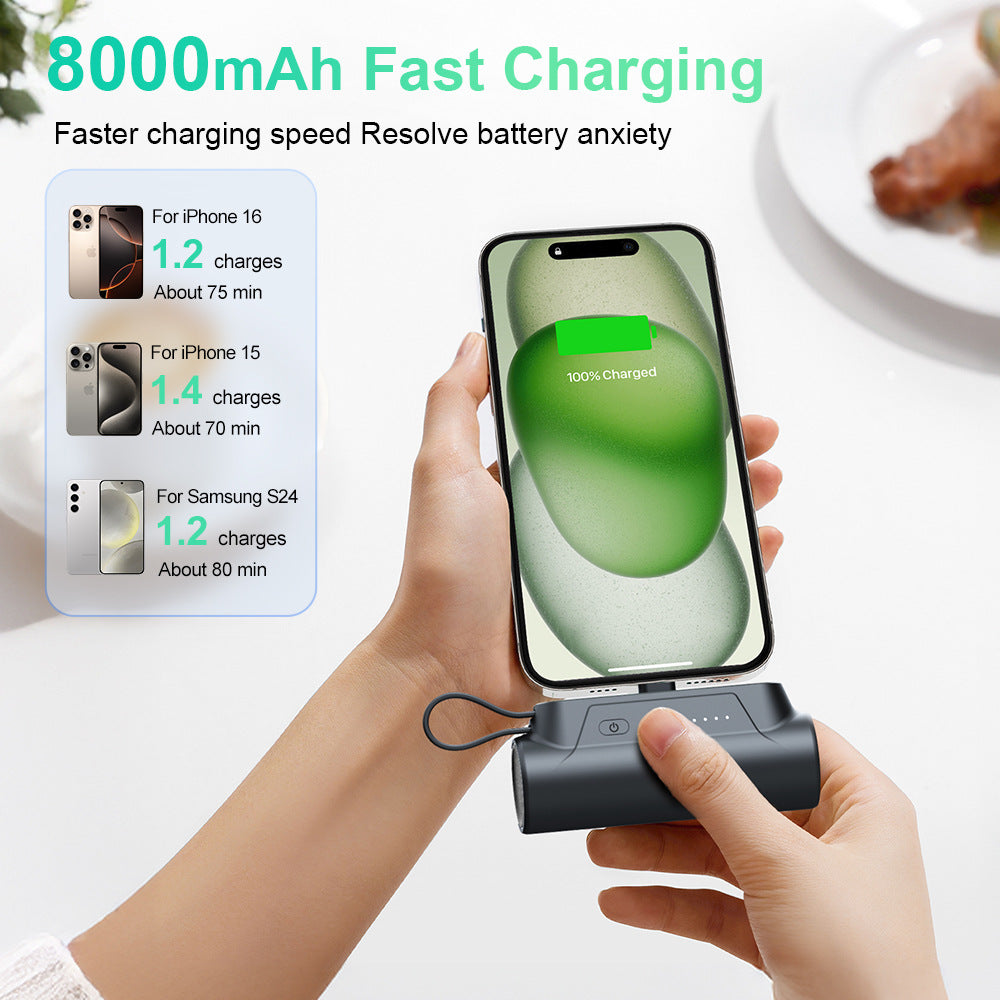 Mini Powerbank with Integrated Charging Cable Bowlift