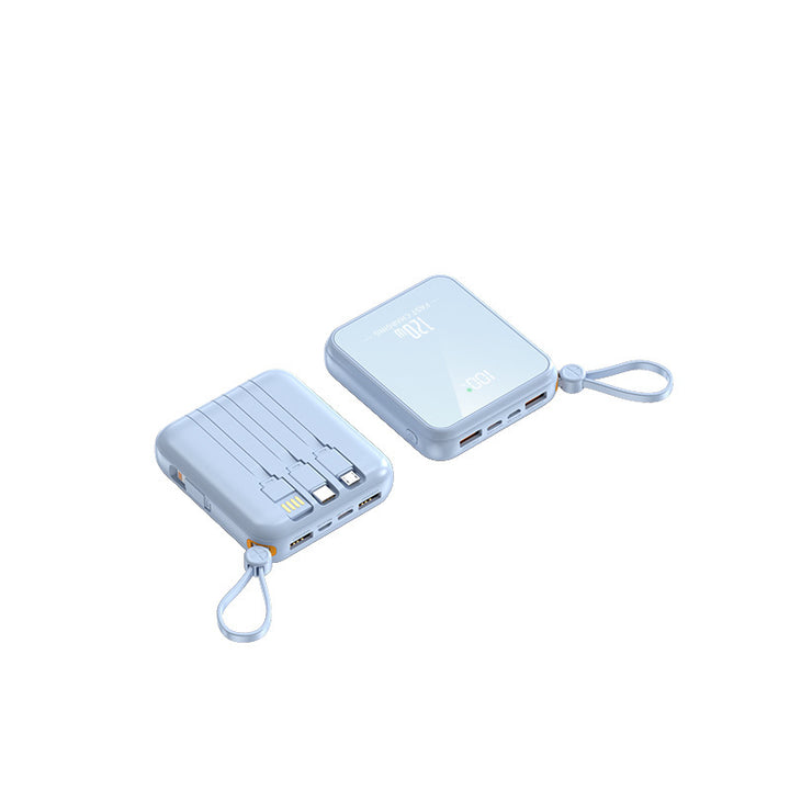 Portable power bank with integrated charging cable and LED display Bowlift