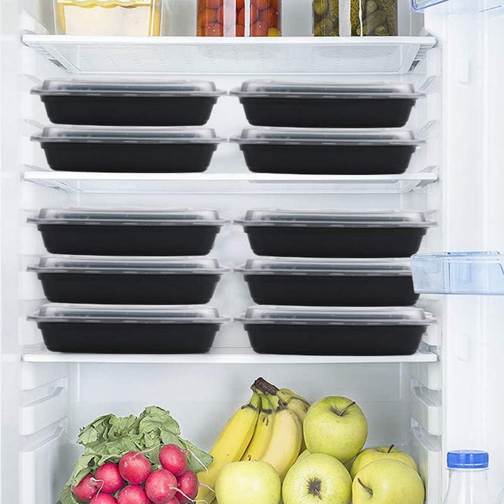 Microwave safe rectangular meal prep container with snap-lock lid and stackable base Bowlift