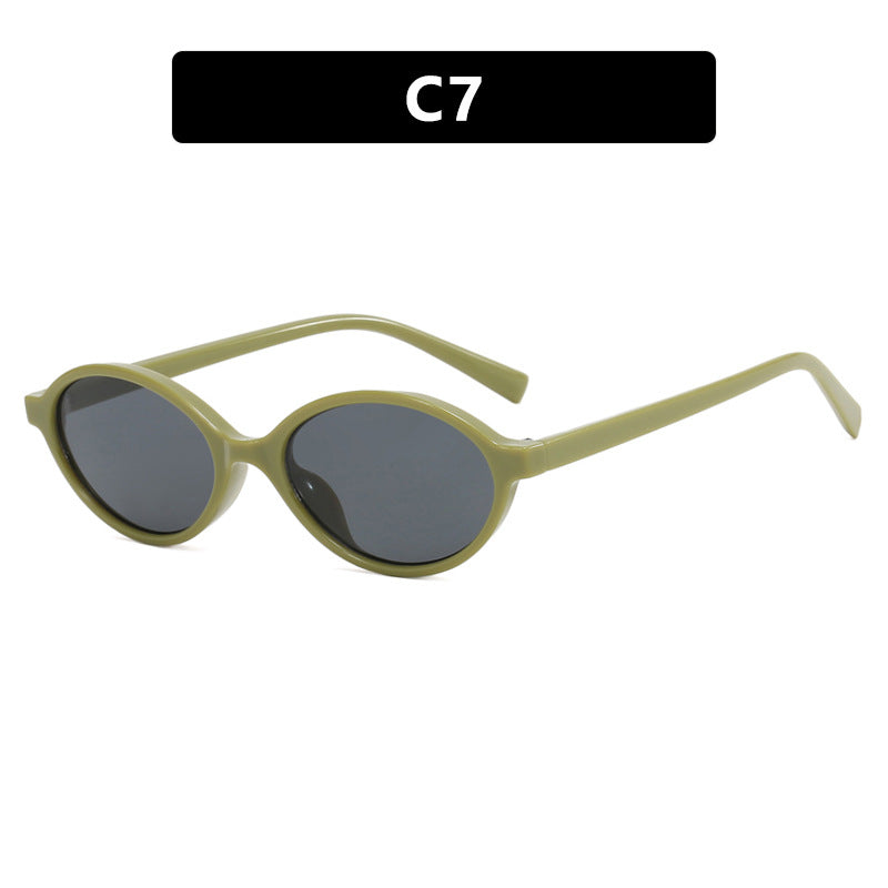 Women's fashionable oval sunglasses with curved frame and UV protection Bowlift