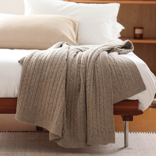 Textured Cable Knit Throw Blanket