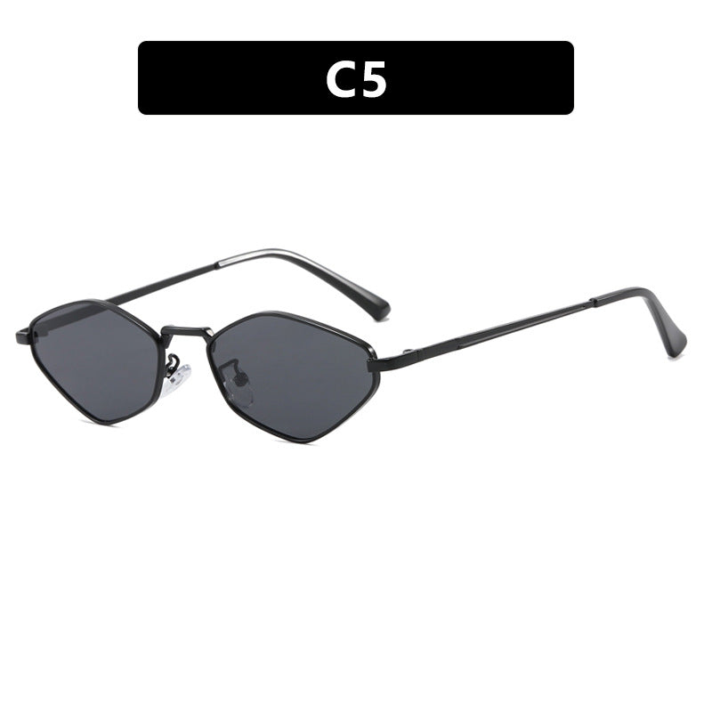 Women's geometric sunglasses with fine metal frame and UV protection Bowlift