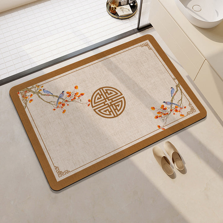 Artistic Floral Bath Mat Bowlift