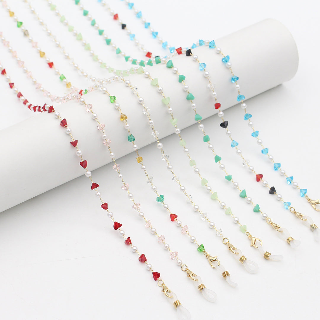 Stylish Pearl and Crystal Eyewear Chain Bowlift