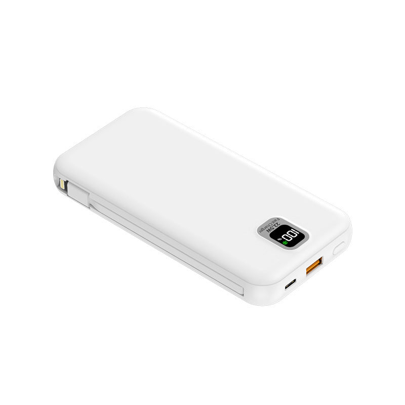 Portable power bank with integrated charging cable and LED display Bowlift