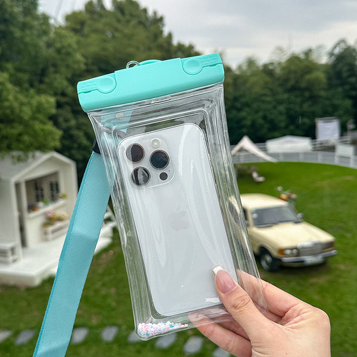 Waterproof phone pouch with adjustable lanyard and transparent touch-sensitive sleeve Bowlift