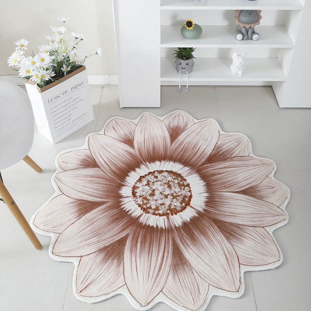Floral Print Round Area Rug Bowlift