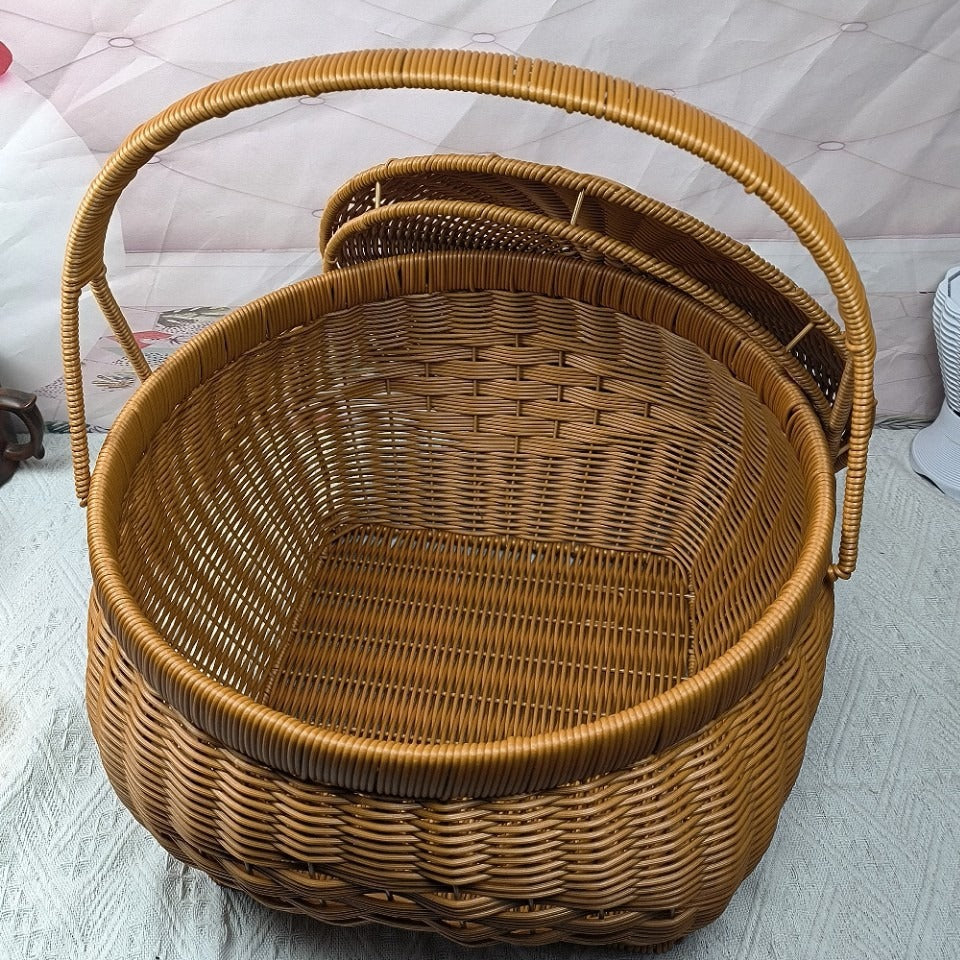 Lidded Woven Storage Basket Bowlift