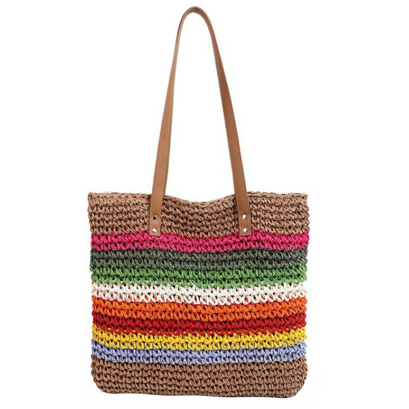 Handmade beach bag with colorful striped pattern Bowlift