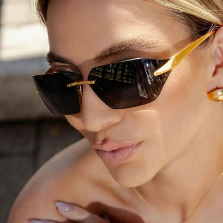 Women's geometric sunglasses with elegant metal frame and polarized lenses Bowlift