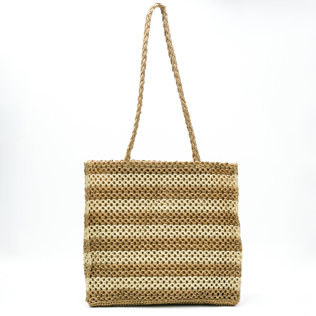 Spacious straw tote bag with modern structural design Bowlift