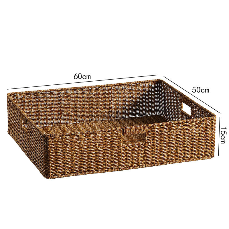 Handwoven Rectangular Storage Bin with Cutout Handles Bowlift