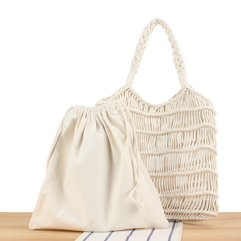 Fashionable Braided Tote Bag with Inner Pouch Bowlift