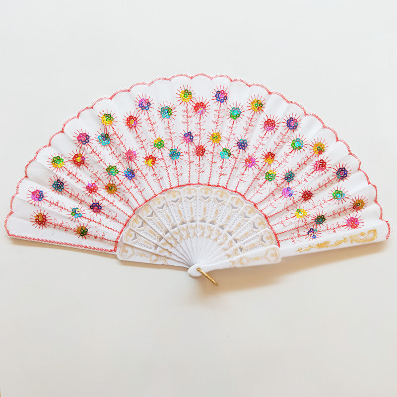 Ladies handcrafted fan with exquisite embroidery Bowlift