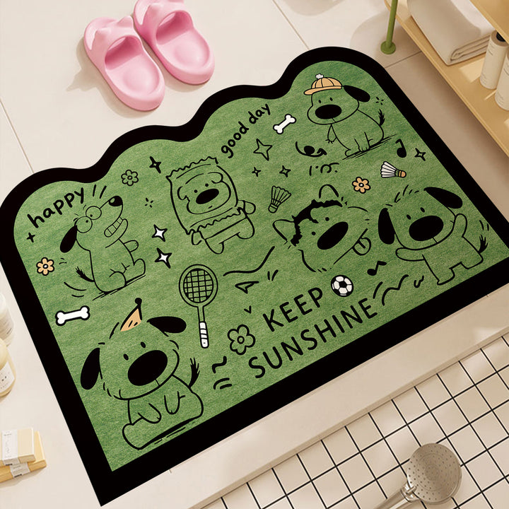 Playful Dog-Themed Decorative Bath Mat