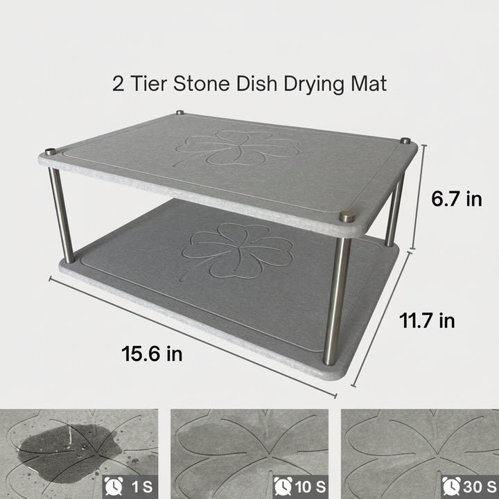 Two-Tier Stone Dish Drying Rack Bowlift