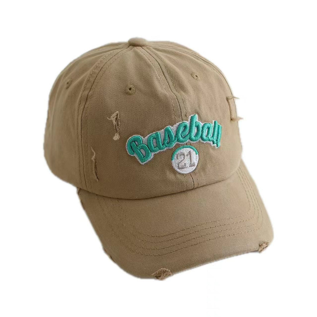 Men's Distressed Cotton Baseball Cap Bowlift