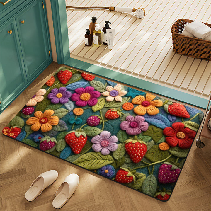 Textured Floral Bath Mat