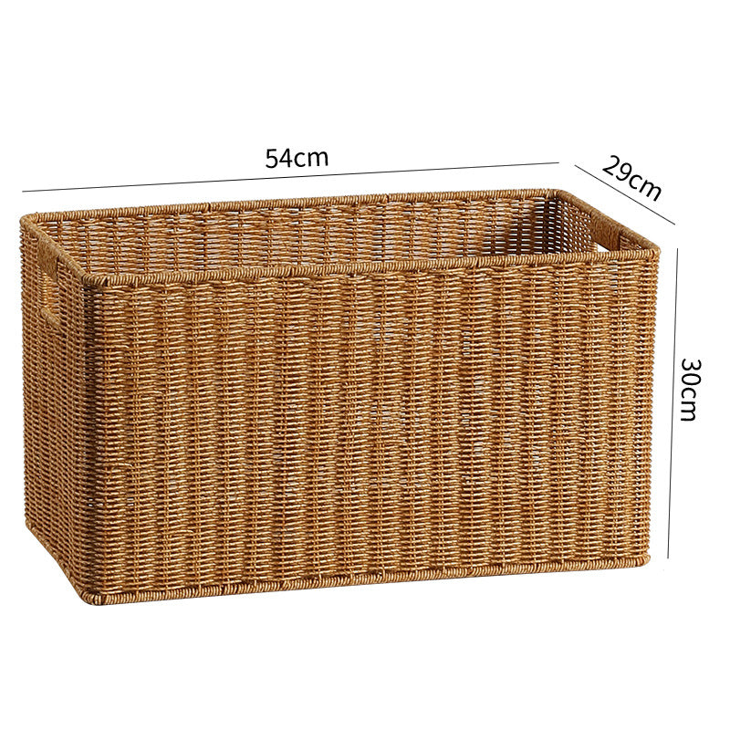Handwoven Rectangular Storage Bin with Cutout Handles Bowlift