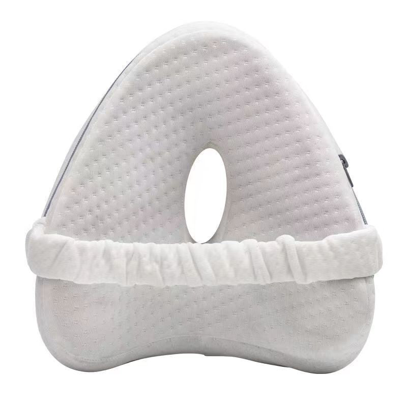 Contoured Knee Pillow With Center Cutout For Side Sleeper Hip Spine Alignment
