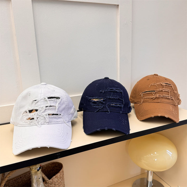 Men's Distressed Denim Baseball Cap Bowlift