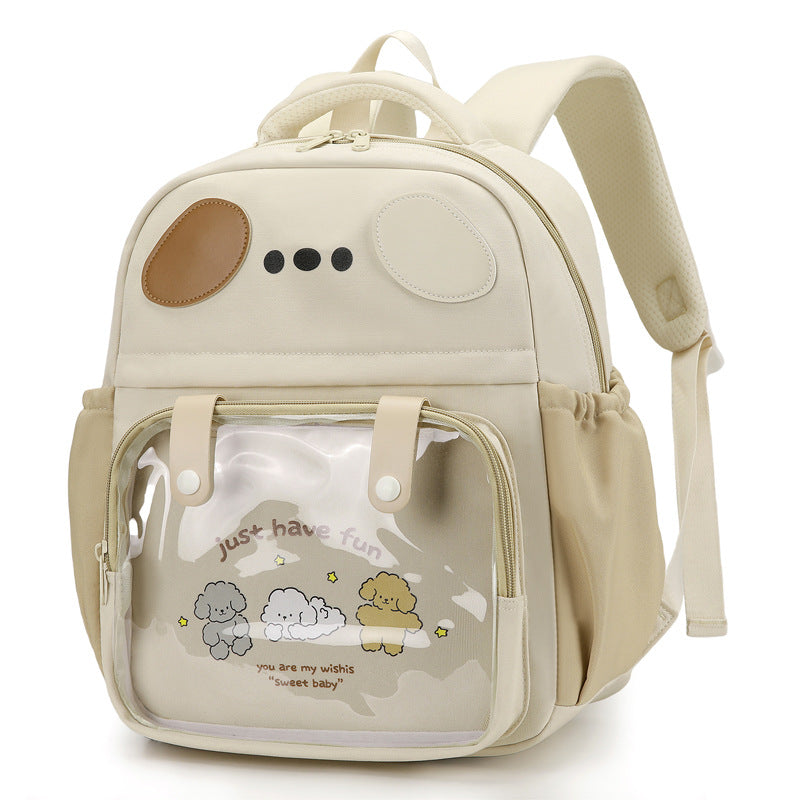 Backpack with Transparent Compartment and Playful Design Bowlift