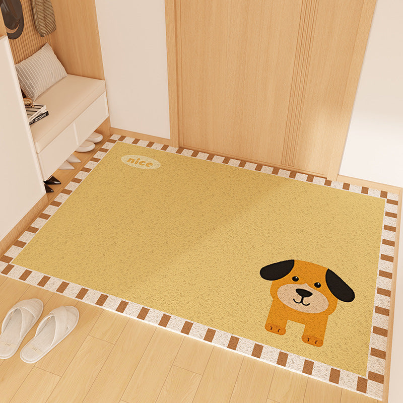 Playful Striped Dog Print Welcome Mat Bowlift
