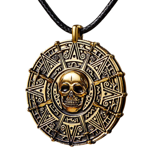 Gothic Skull Medallion Pendant Necklace Bowlift