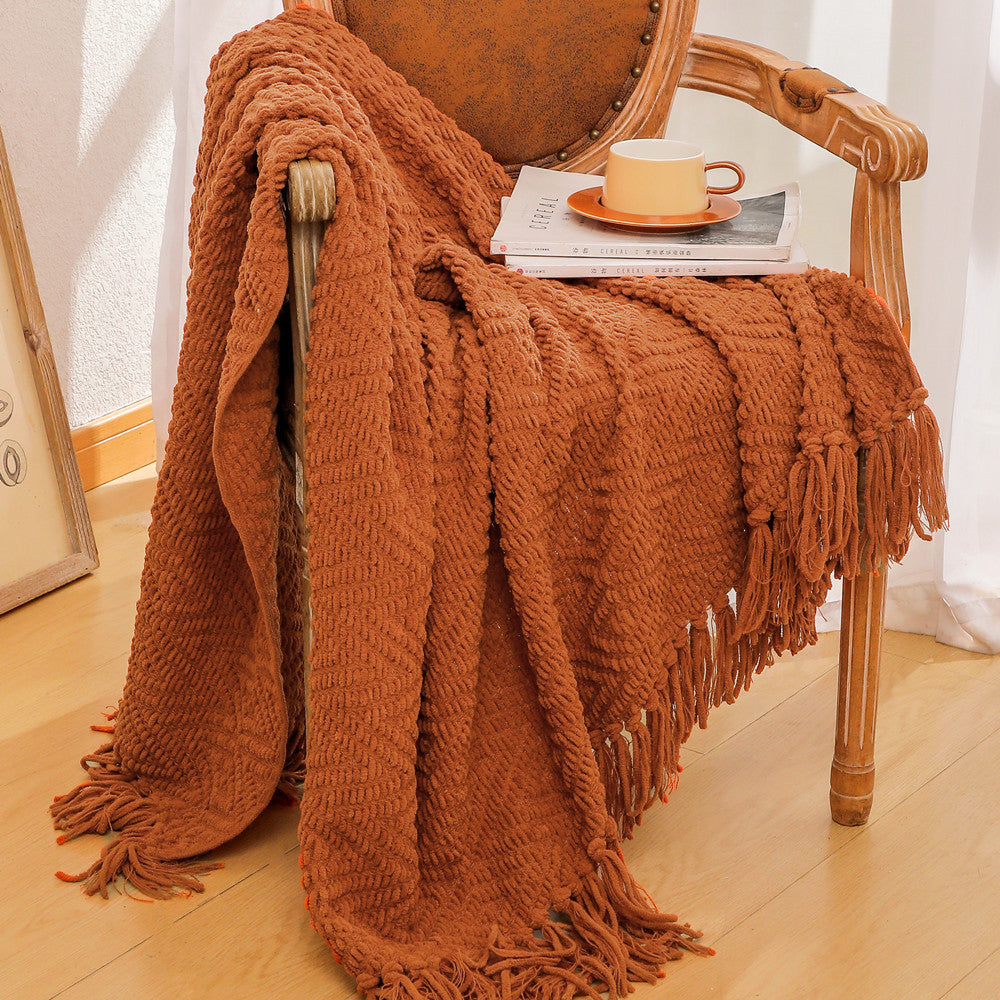Handwoven Textured Throw Blanket Bowlift