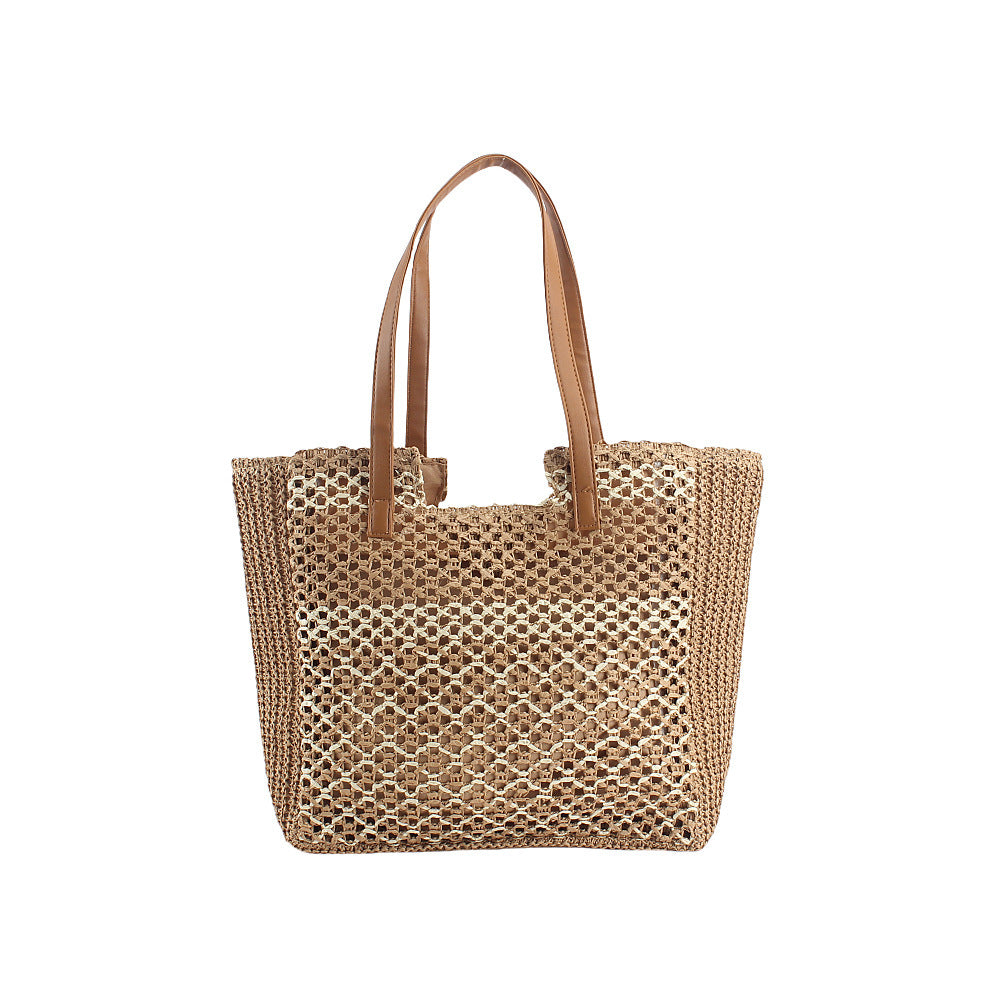 Handcrafted basket bag with leather handles Bowlift