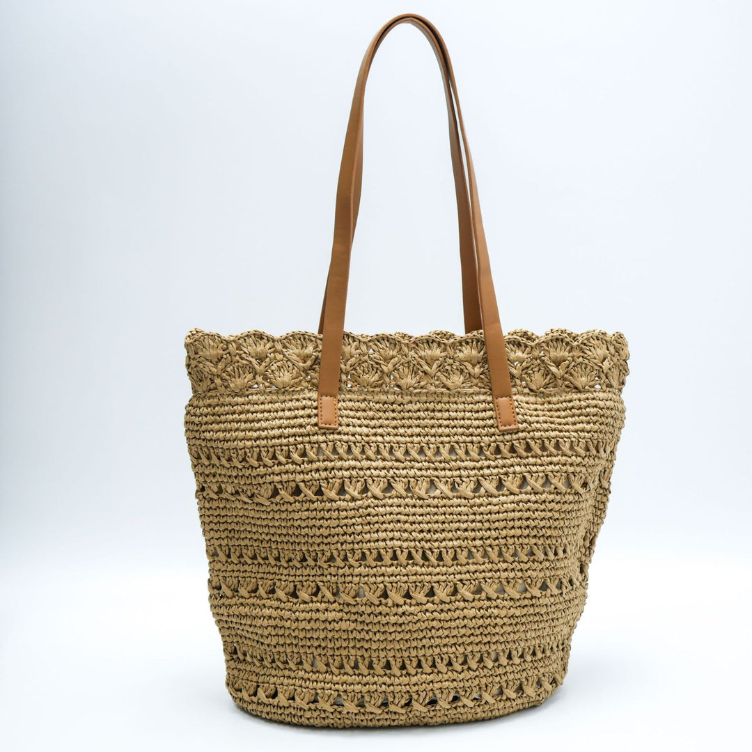 Handwoven tote bag with floral details Bowlift