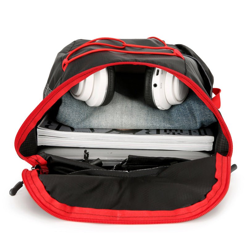 Women’s foldable lightweight day backpack with elastic front drawstring and side mesh pockets Bowlift