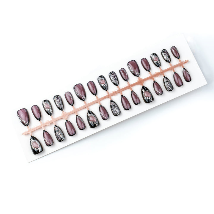 Decorative Stiletto Press-On Nail Set Bowlift