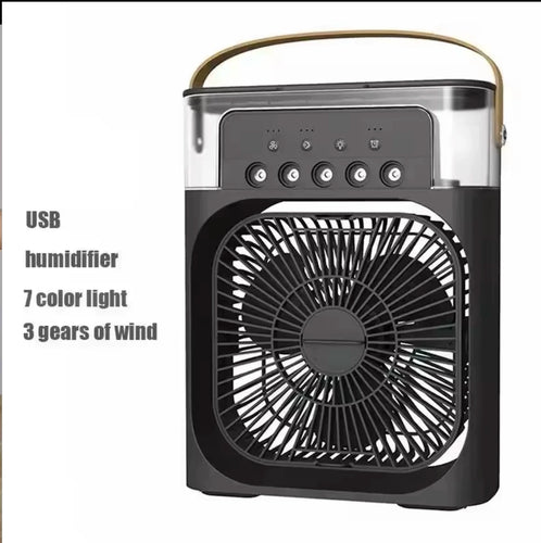 Unisex One Size portable USB humidifying fan with three speed settings and seven color LED Bowlift