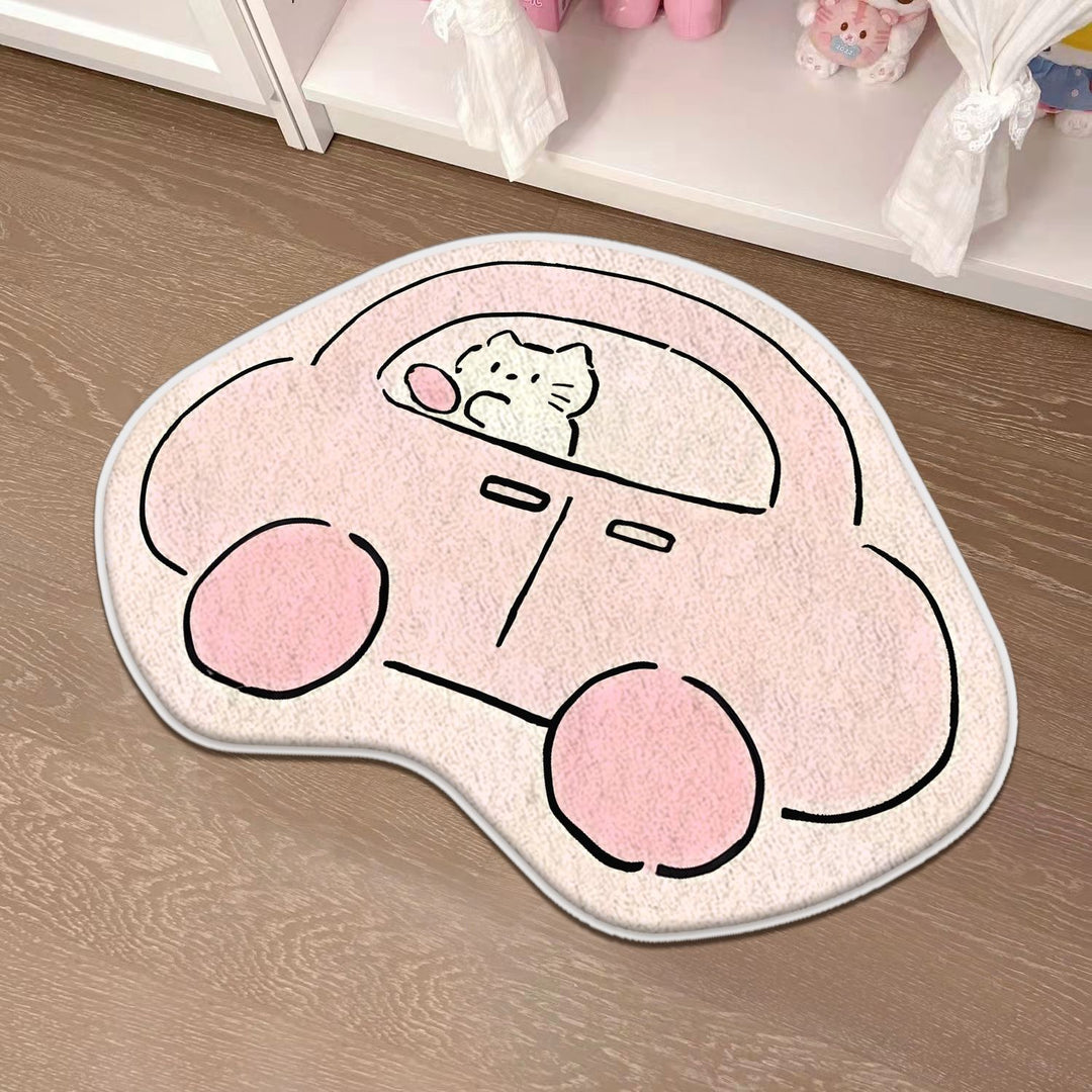 Children's Playful Cat-Shaped Area Mat Bowlift