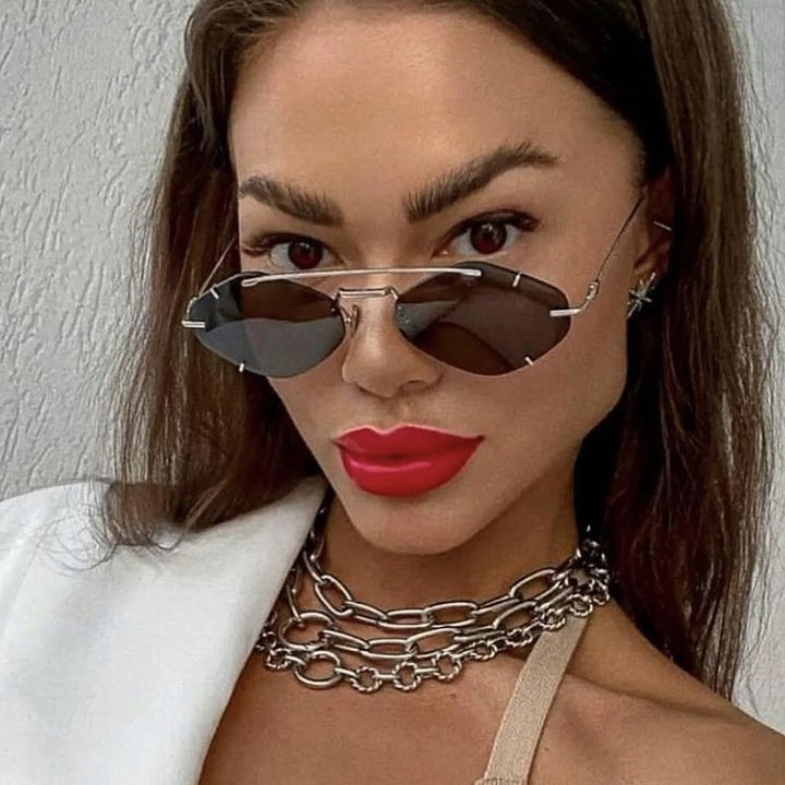 Women geometric sunglasses with ultra-light metal frame Bowlift